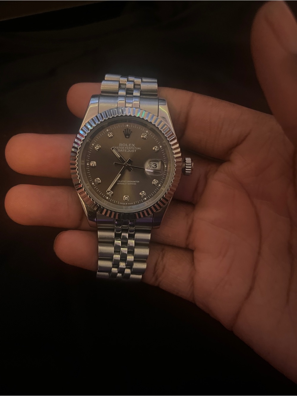 Rolex Datejust Silver Stainless Steel Watch with Gray Dial